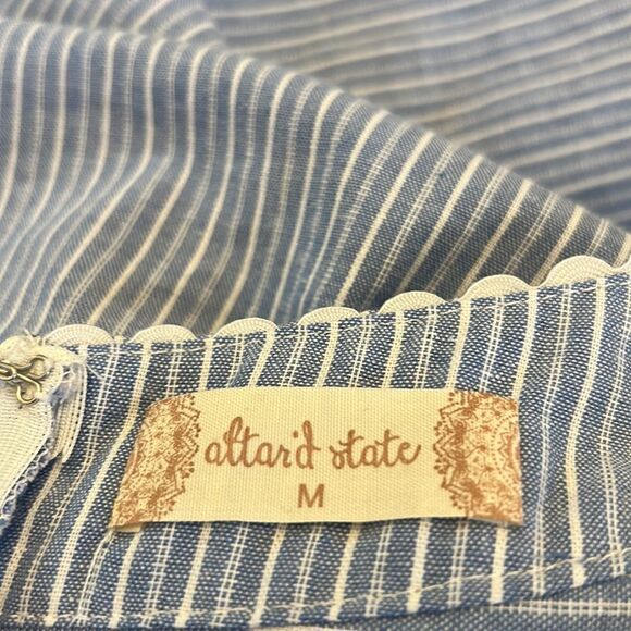 altar’d state chambray blue white striped sleeveless blouse Size M EUC - Picture 7 of 8